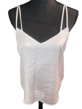 Skies are Blue Simple Spaghetti Strap Satin Cami in Off-White
